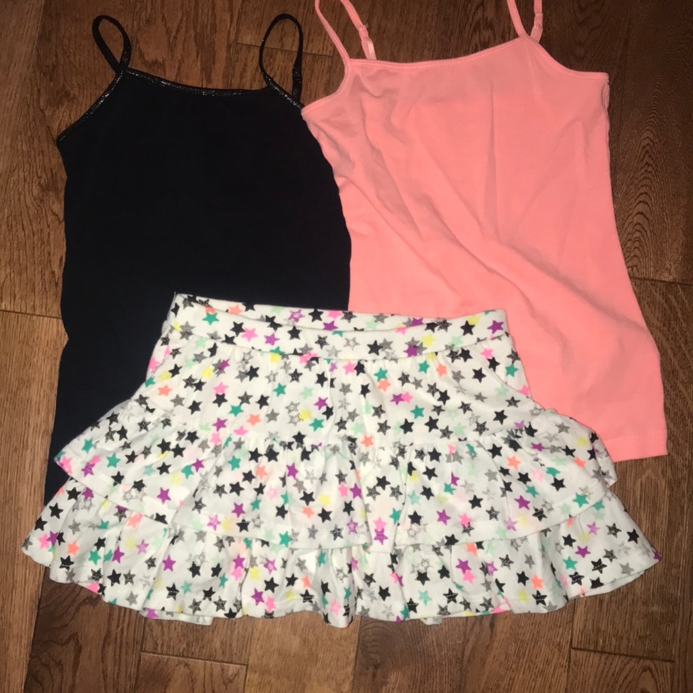 Girls skort with 2 matching cami’s size 6/6x
